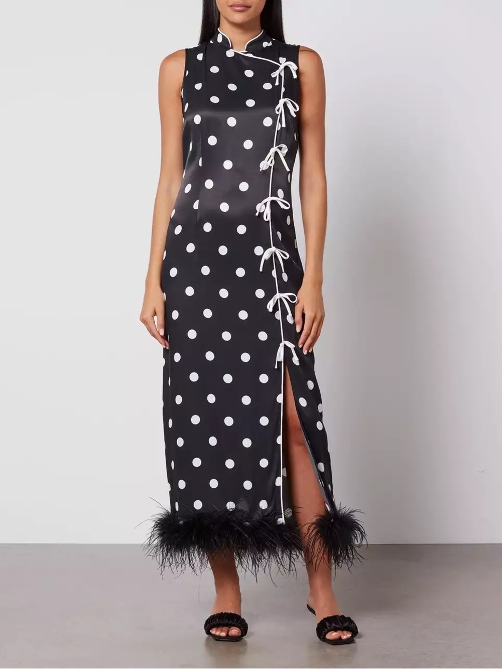 KITRI kitri women's myla feather dress black polka dot size 6 perfect condition
